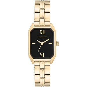 Women's Gold Black Stainless Steel Water Resistant Bracelet Adjustable Watch